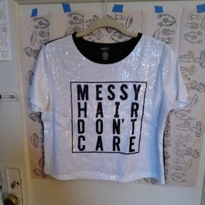 Graphic Sequin Crop Top